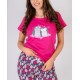 Pijama dama bumbac cu maneca scurta si pantalon 3/4