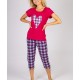 Pijama dama bumbac cu maneca scurta si pantalon 3/4
