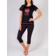 Pijama dama bumbac cu maneca scurta si pantalon 3/4